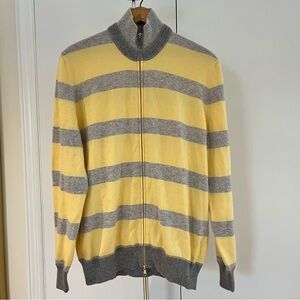 Brunello Cucinelli Yellow and Gray Zip-Up Cashmere Sweater